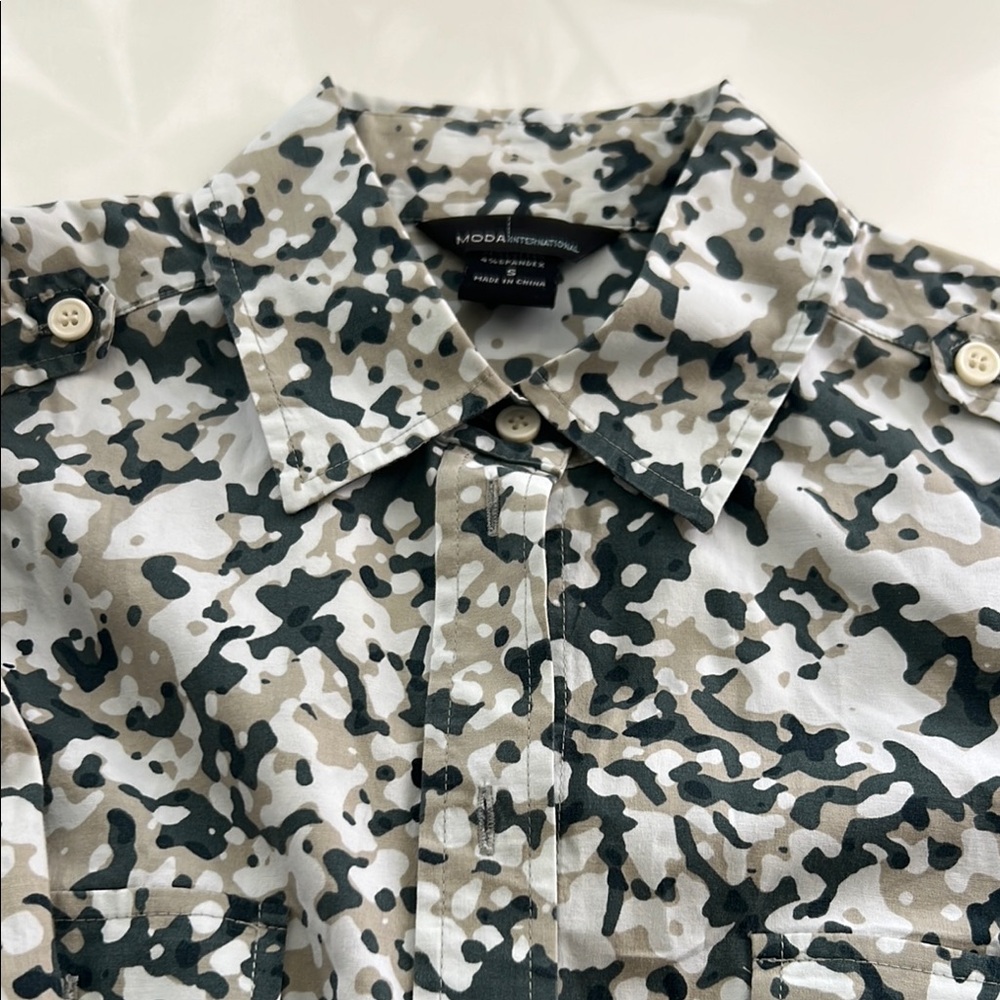 Moda International Camouflage Button-Up Shirt